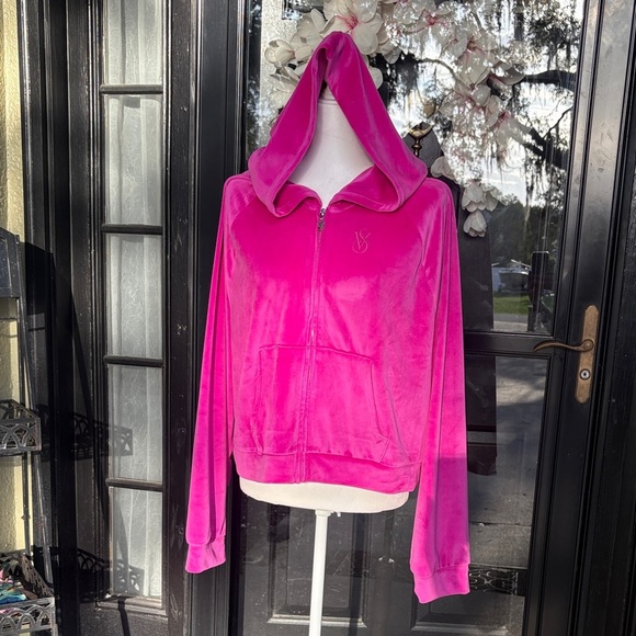 Victoria’s Secret Hot Pink Velour Full Zip Jacket - Picture 3 of 8
